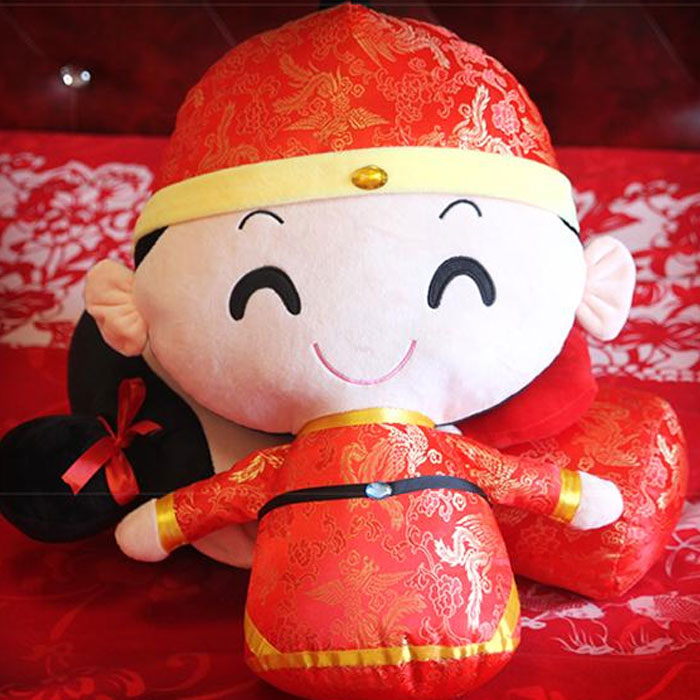 双喜字娃娃礼物_幸福从天而降江天晴结婚同款玩具娃娃_新人结婚礼物娃娃