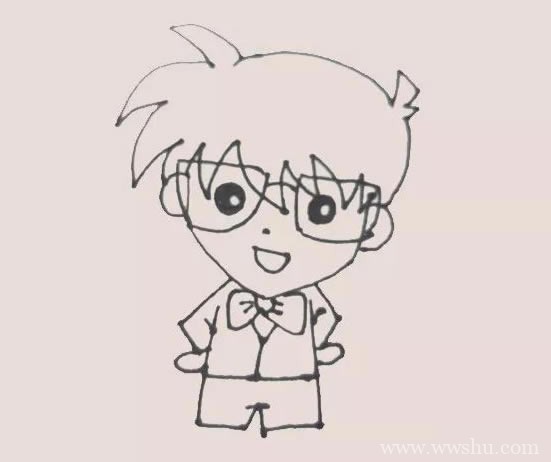 名侦探柯南系列故事_简笔画柯南教程图解_儿童学画柯南简笔画步骤图解